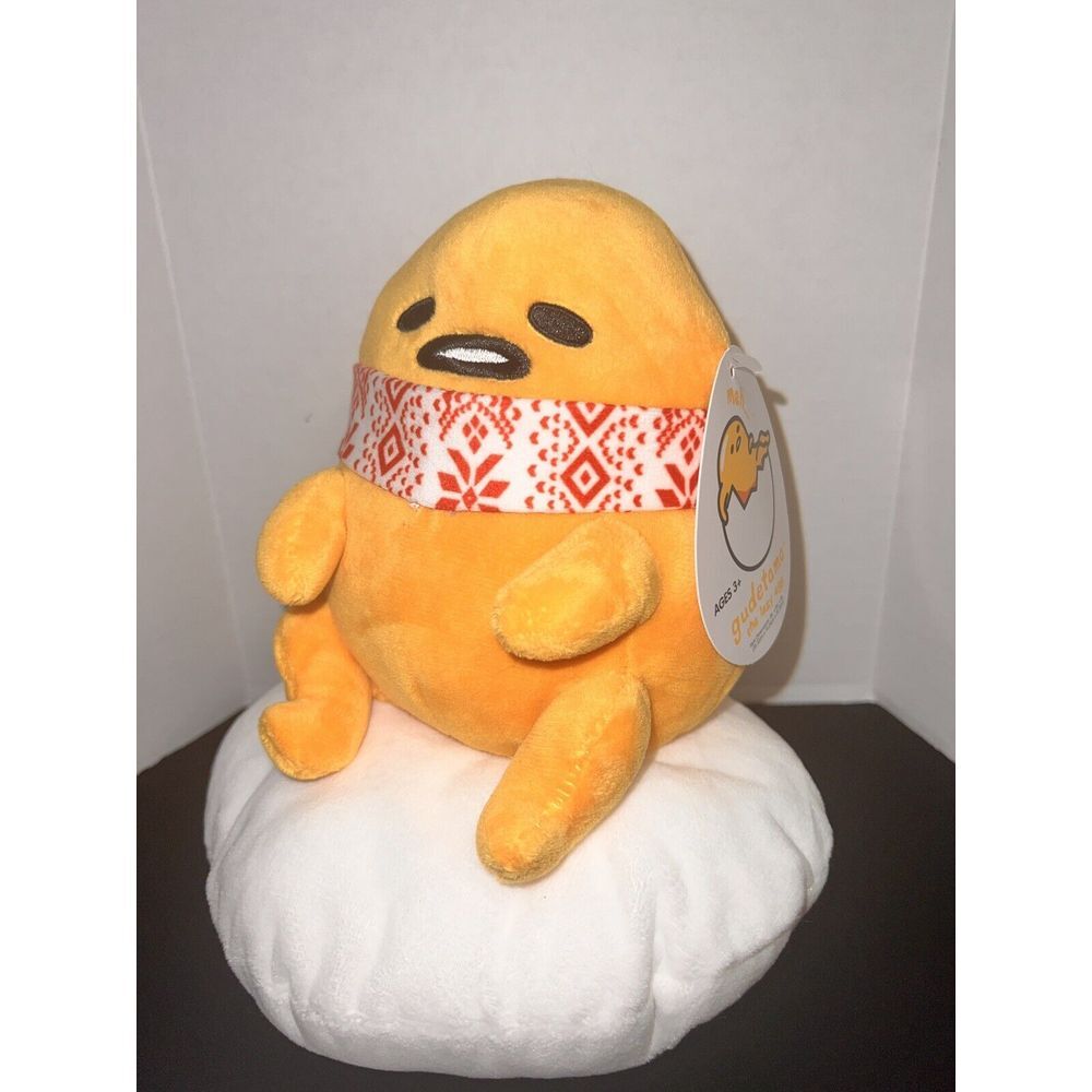 Sanrio Gudetama‎ Winter Scarf Plush Lazy Egg Cuddly Stuffed Plush 8" NWT